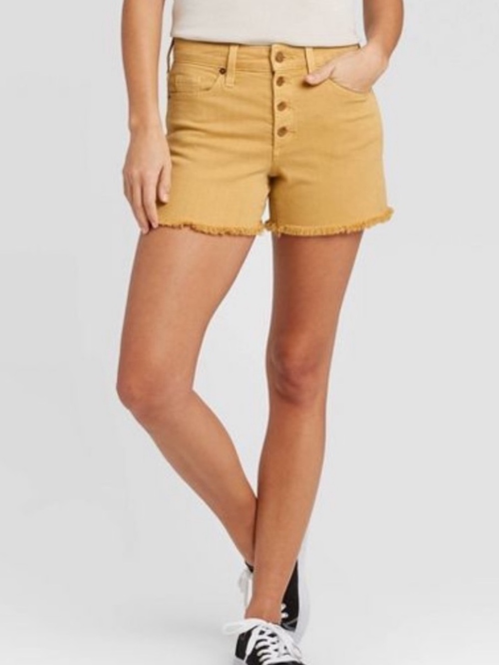 Universal Thread Mustard High-Waist Button Fly Shorts